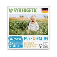 Подгузники Synergetic Maxi 7 - 18 кг, размер 4, 42 шт.